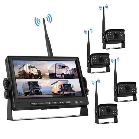 7 inch Car Digital Wireless Rear-view Split-screen Monitor Four Record, Four Record