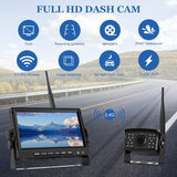 Monitor retrovisor inalámbrico digital de 7 pulgadas para coche, pantalla dividida, cuatro grabaciones, cuatro grabaciones