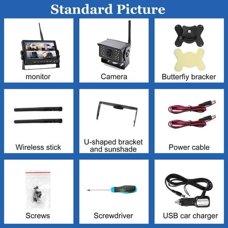 7 inch Car Digital Wireless Rear-view Split-screen Monitor Four Record, Four Record