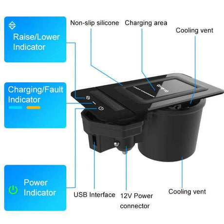 HFC-1052 Car Qi Standard Wireless Charger 15W / 10W Quick Charging for Audi A6L 2019-2022, Left Driving, HFC-1052