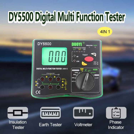 DUOYI DY5500 Car 4 in 1 Digital Multifunction Resistance Tester Insulation Earth Multimeter, DY5500