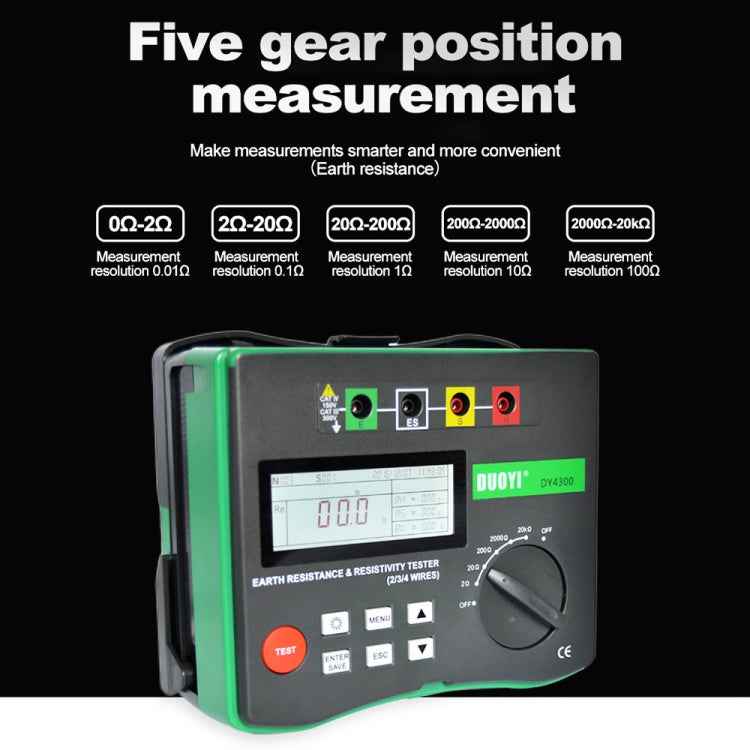 DUOYI DY4300 Higher Accuracy Digital Ground Resistance Tester, DY4300