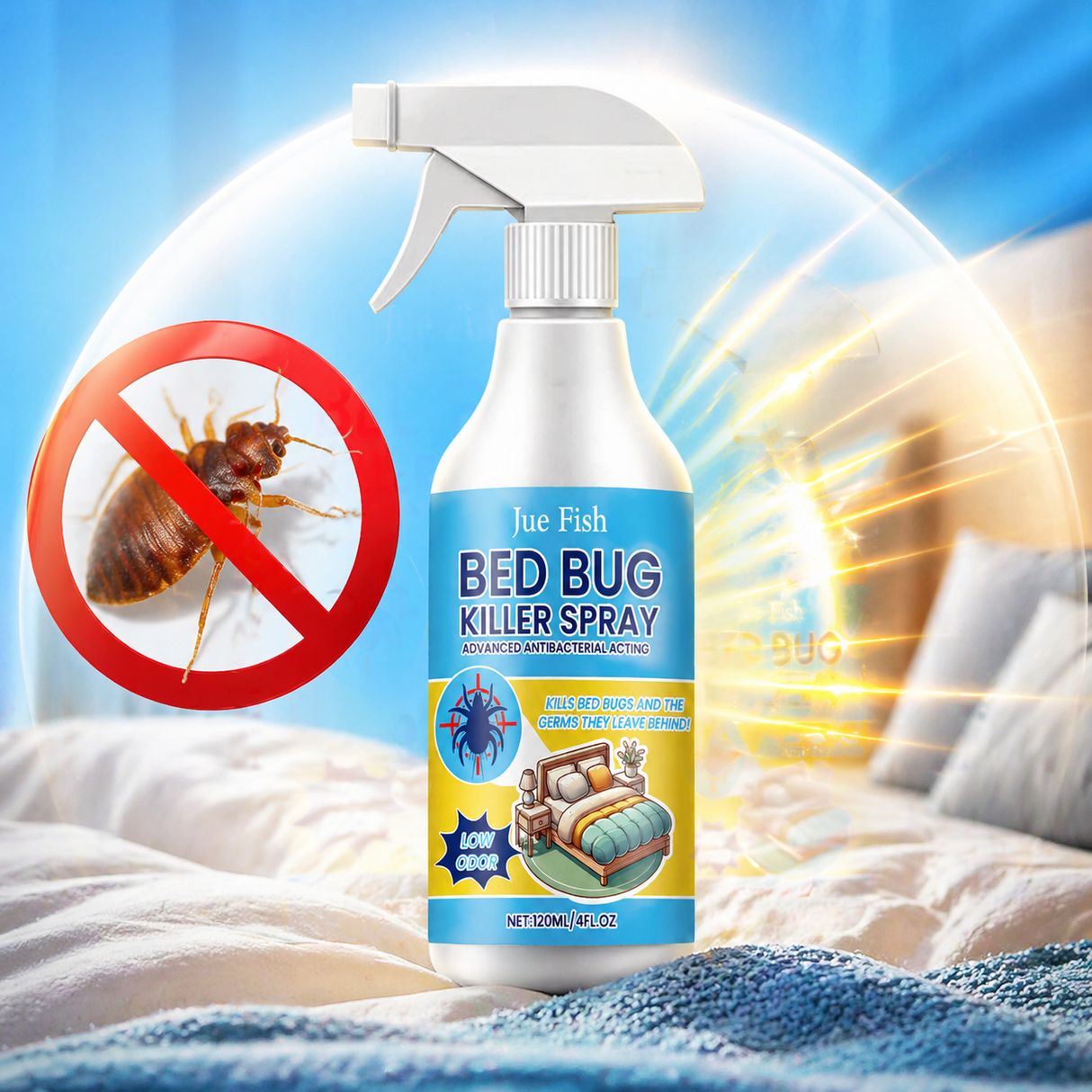 Plant-Based Bed Bug Killer & Dust Mite Spray | Non-Toxic, Safe for Pets, 4oz Travel Size