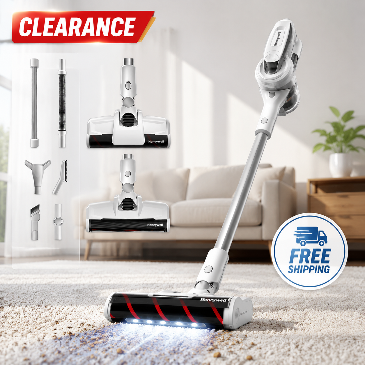 [Clearance] Honeywell VC10 Cordless Vacuum for Sale - 8-in-1 Design, 55 Min Runtime, Powerful Suction for Pet Hair Removal