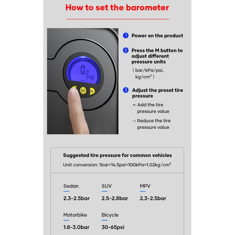 Rock Multi-function Portable LED Digital Display Car Air Pump - LYDARZ