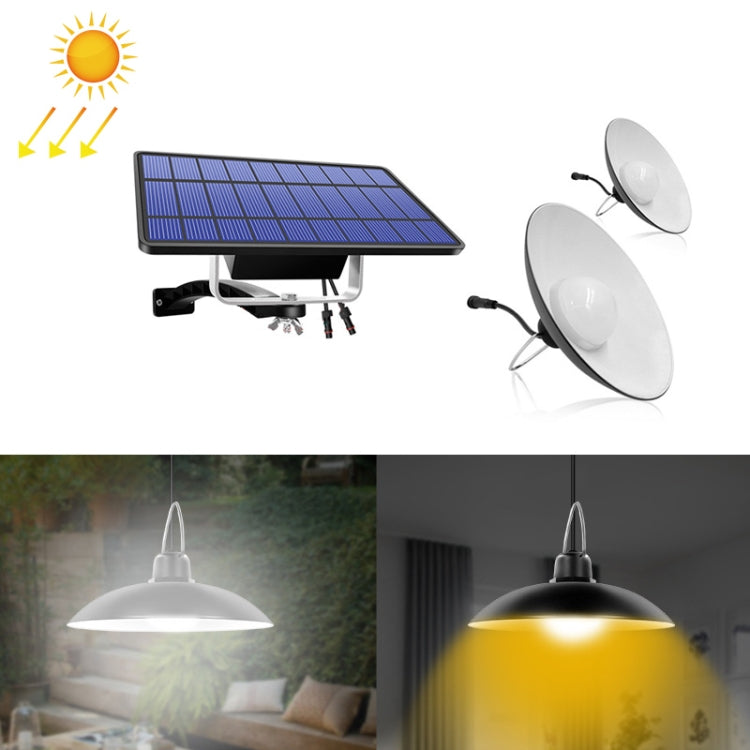 2 in 1 Solar Chandelier Outdoor Lighting - 32-LED Retro Landscape Courtyard Corridor Light, White