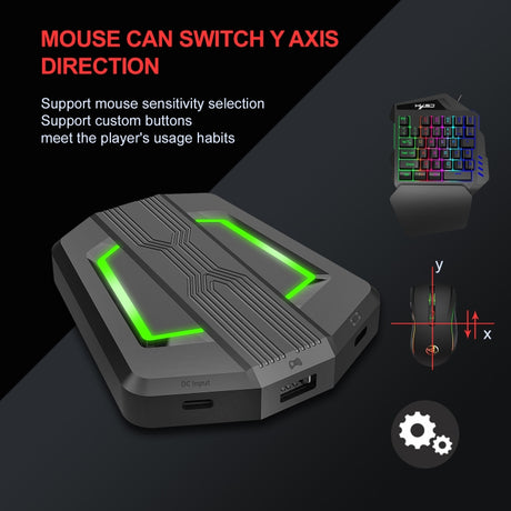 HXSJ P6+V100+A869 Keyboard Mouse Converter + One-handed Keyboard + Gaming Mouse Set - LYDARZ