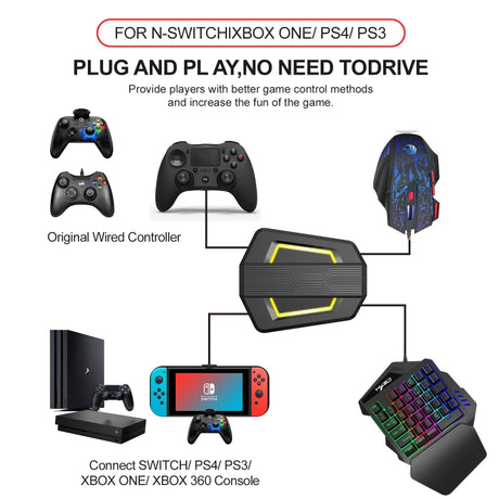 HXSJ P6+V100+H300 Keyboard Mouse Converter + One-handed Keyboard + Gaming Mouse Set - LYDARZ
