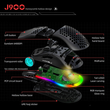 HXSJ P6+V100+J900 Keyboard Mouse Converter + One-handed Keyboard + Gaming Mouse Set - LYDARZ