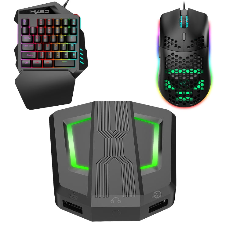 HXSJ P6+V100+J900 Keyboard Mouse Converter + One-handed Keyboard + Gaming Mouse Set - LYDARZ