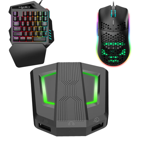 HXSJ P6+V100+J900 Keyboard Mouse Converter + One-handed Keyboard + Gaming Mouse Set - LYDARZ