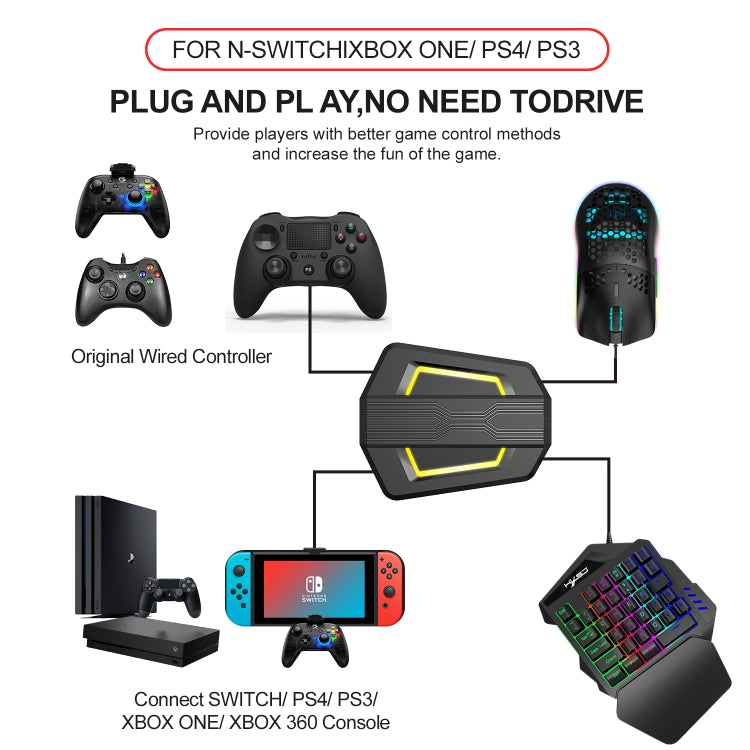 HXSJ P6+V100+J900 Keyboard Mouse Converter + One-handed Keyboard + Gaming Mouse Set - LYDARZ