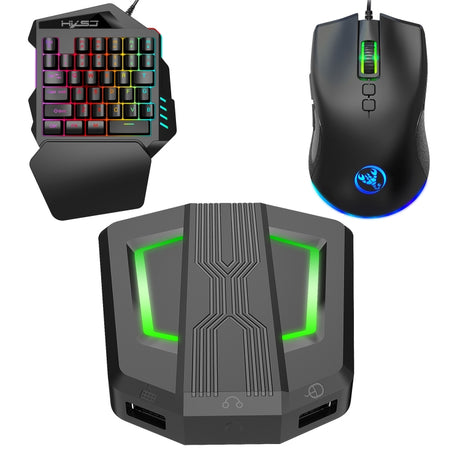 HXSJ P6+V100+A883 Keyboard Mouse Converter + One-handed Keyboard + Gaming Mouse Set - LYDARZ