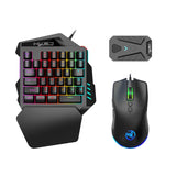 Conjunto convertidor de teclado y ratón HXSJ P8+V100+J900 con teclado de una mano y ratón de programación para juegos