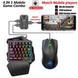 Conjunto convertidor de teclado y ratón HXSJ P8+V100+J900 con teclado de una mano y ratón de programación para juegos