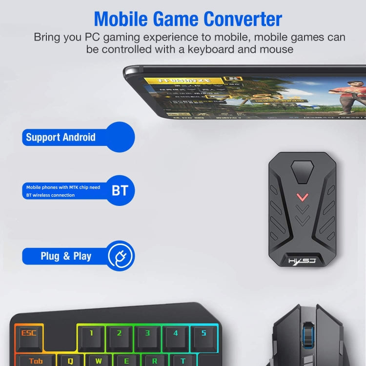 Conjunto convertidor de teclado y ratón HXSJ P8+V100+J900 con teclado de una mano y ratón de programación para juegos