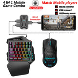 HXSJ Gaming Keyboard and Mouse Set - V100 One-Handed Keyboard, A883 Gaming Mouse, and Converter Combo