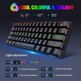 HXSJ L800 Mechanical Keyboard - 61 Keys Bluetooth 5.0, 2.4G Wireless & Type-C Wired Modes