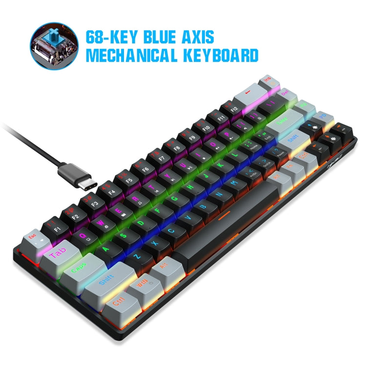 HXSJ V800 68 Keys Type-C Wired Cool Backlight Mechanical Keyboard - LYDARZ