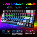 HXSJ V800 68 Keys Type-C Wired Cool Backlight Mechanical Keyboard