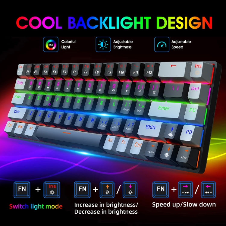 HXSJ V800 68 Keys Type-C Wired Cool Backlight Mechanical Keyboard - LYDARZ