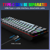 HXSJ V800 68 Keys Type-C Wired Cool Backlight Mechanical Keyboard - LYDARZ