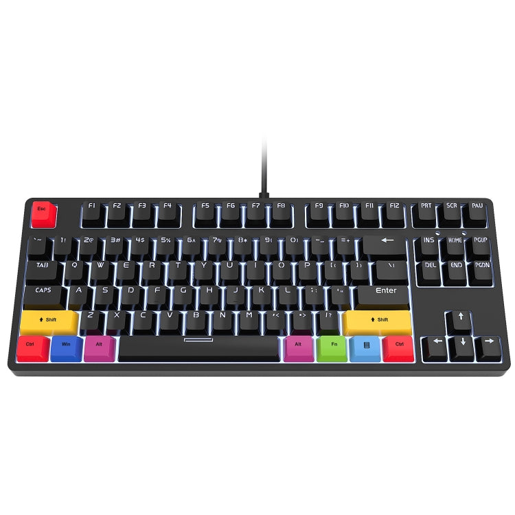 HXSJ L600 87 Tasten USB-C / Typ-C Kabelgebundene mechanische Tastatur mit rotem Schaft und cooler Hintergrundbeleuchtung