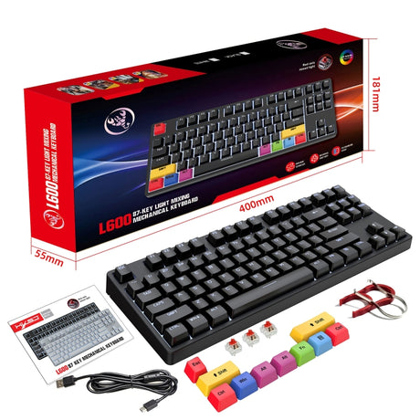 HXSJ L600 87 Keys USB-C / Type-C Wired Red Shaft Mechanical Keyboard with Cool Backlight - LYDARZ