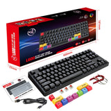 HXSJ L600 87 Tasten USB-C / Typ-C Kabelgebundene mechanische Tastatur mit rotem Schaft und cooler Hintergrundbeleuchtung