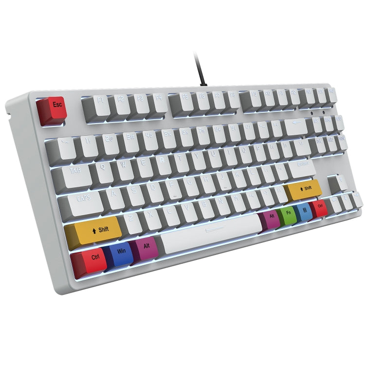 HXSJ L600 87 Tasten USB-C / Typ-C Kabelgebundene mechanische Tastatur mit rotem Schaft und cooler Hintergrundbeleuchtung
