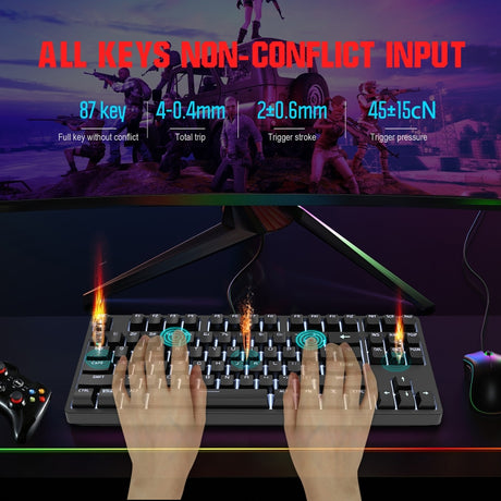 HXSJ L600 87 Keys USB-C / Type-C Wired Red Shaft Mechanical Keyboard with Cool Backlight - LYDARZ