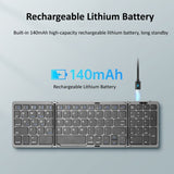 B089T Foldable Bluetooth Keyboard Rechargeable with Touchpad, B089T(Grey)