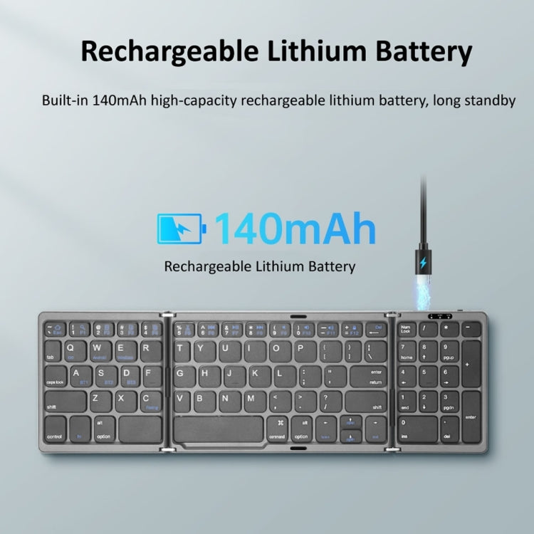Teclado Bluetooth plegable B089T con panel táctil: recargable y portátil