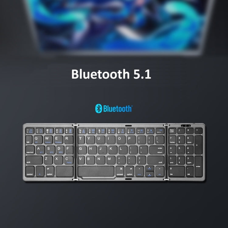 B089T Foldable Bluetooth Keyboard Rechargeable with Touchpad, B089T(Grey)