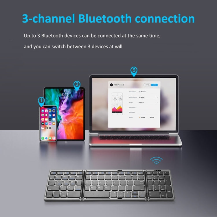 B089T Foldable Bluetooth Keyboard Rechargeable with Touchpad, B089T(Grey)