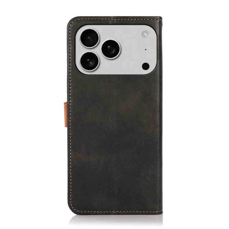 KHAZNEH Dual-color Cowhide Texture Flip Leather Phone Case
