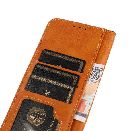 KHAZNEH Dual-color Cowhide Texture Flip Leather Phone Case