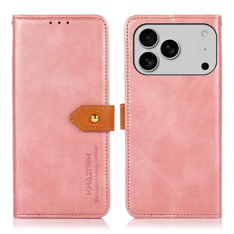KHAZNEH Dual-color Cowhide Texture Flip Leather Phone Case