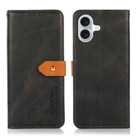 KHAZNEH Dual-color Cowhide Texture Flip Leather Phone Case