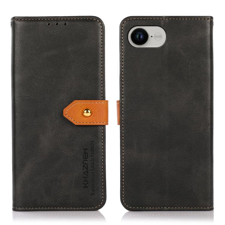 KHAZNEH Dual-color Cowhide Texture Flip Leather Phone Case