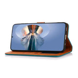 KHAZNEH Dual-color Cowhide Texture Flip Leather Phone Case