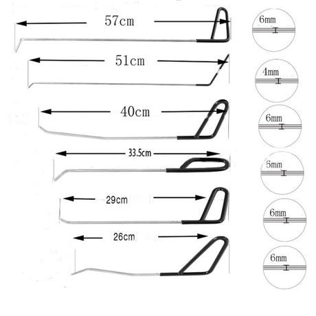 Q1 6 in 1 Car Paintless Dent Repair Hail Remover Hooks Rods Kit - LYDARZ
