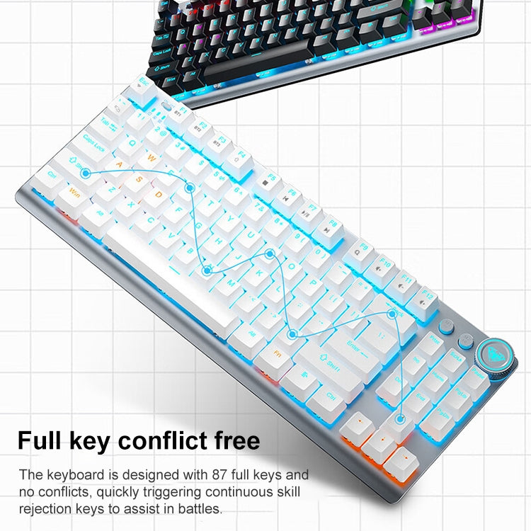 AULA F3001 Backlit 87 Keys Wired/Wireless/Bluetooth Three Model Mechanical Gaming Keyboard