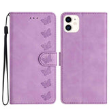 Seven Butterflies Embossed Leather Phone Case