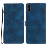 Flower Butterfly Embossing Pattern Leather Phone Case