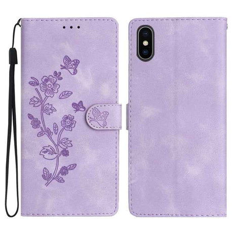 Flower Butterfly Embossing Pattern Leather Phone Case