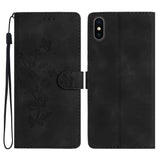 Flower Butterfly Embossing Pattern Leather Phone Case