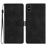 Flower Butterfly Embossing Pattern Leather Phone Case