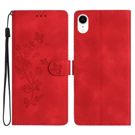 Flower Butterfly Embossing Pattern Leather Phone Case