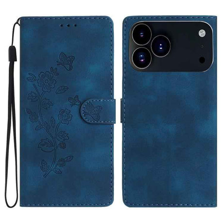 Flower Butterfly Embossing Pattern Leather Phone Case